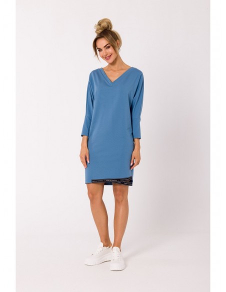 M732 Tunic dress with logo stripes - blue