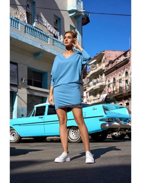 M732 Tunic dress with logo stripes - blue