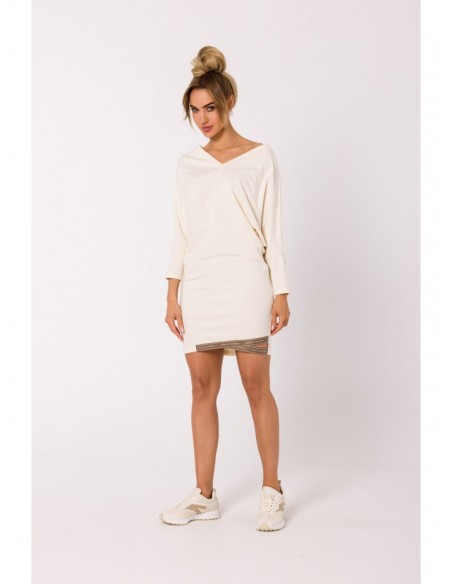 M732 Tunic dress with logo stripes - cream