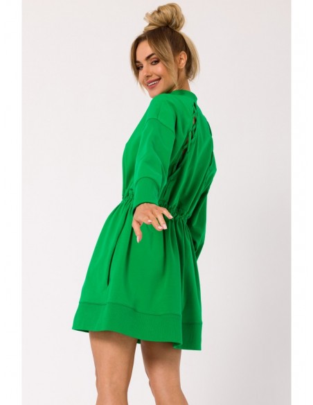 M733 Zipped dress with decorative lacing - green