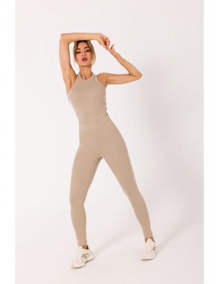 M734 Ribbed knit leggings - beige