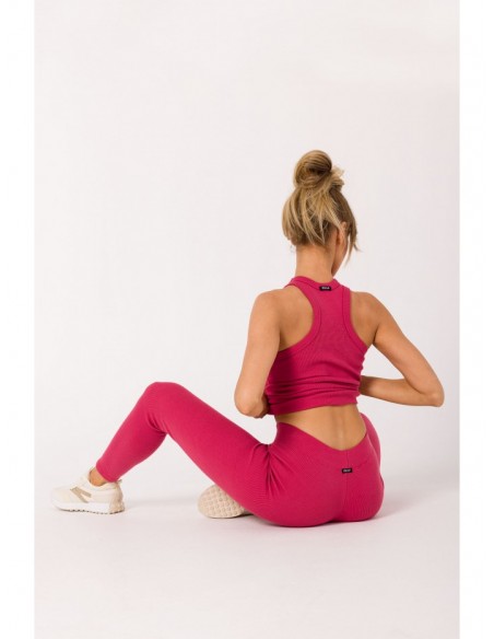 M734 Ribbed knit leggings - coral