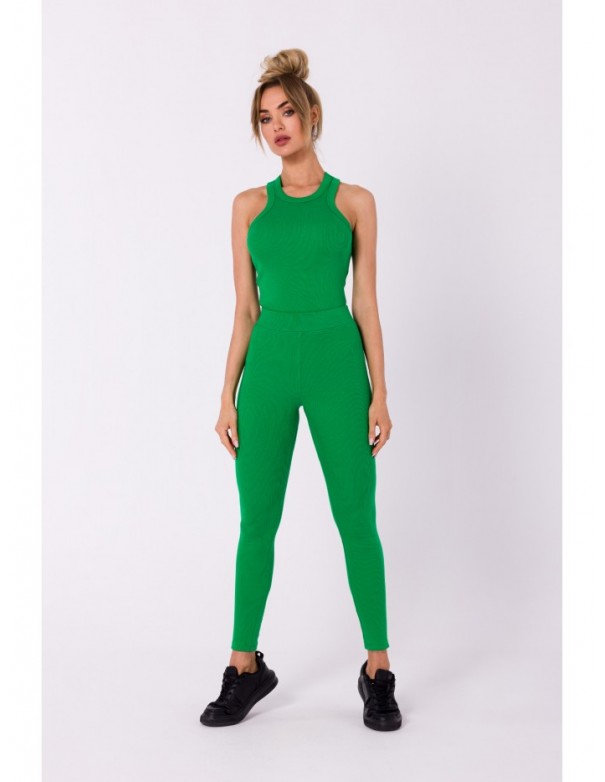 M734 Ribbed knit leggings - green