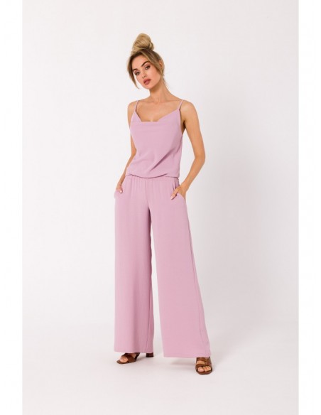 M737 Spaghetti strap jumpsuit - crepe pink