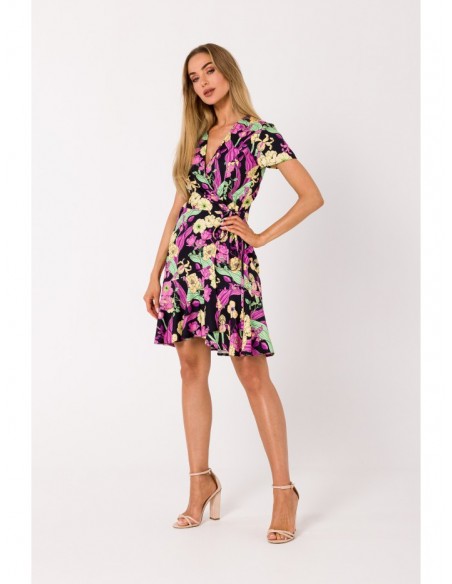 M738 Print wrap dress with a tie detail - model 1