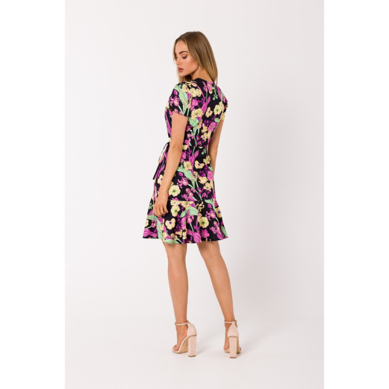 M738 Print wrap dress with a tie detail - model 1 2