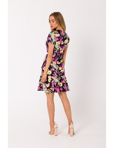 M738 Print wrap dress with a tie detail - model 1