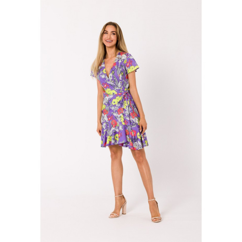 M738 Print wrap dress with a tie detail - model 2 2