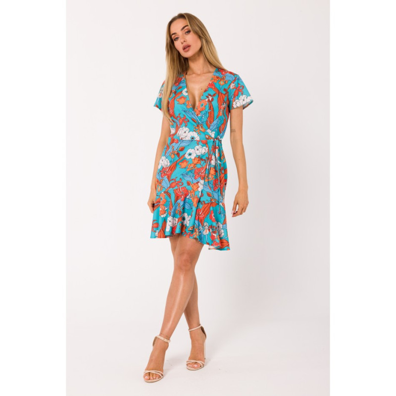 M738 Print wrap dress with a tie detail - model 3 2