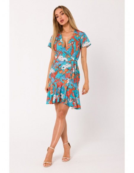 M738 Print wrap dress with a tie detail - model 3