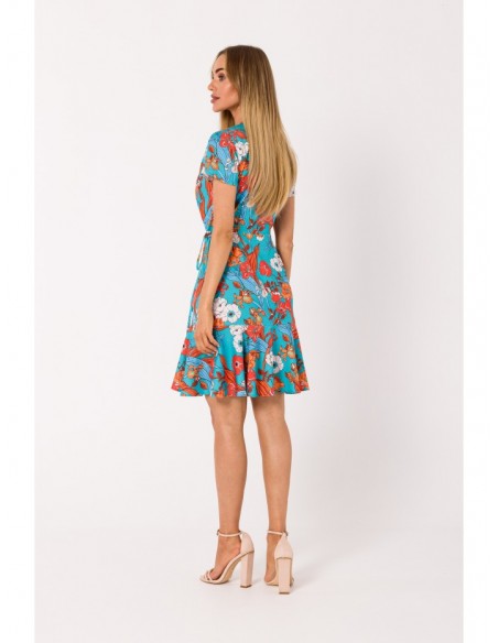 M738 Print wrap dress with a tie detail - model 3