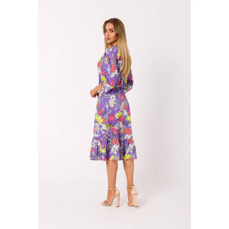 M739 Print midi dress with wrap front - model 2 2