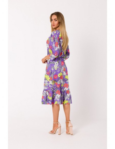 M739 Print midi dress with wrap front - model 2