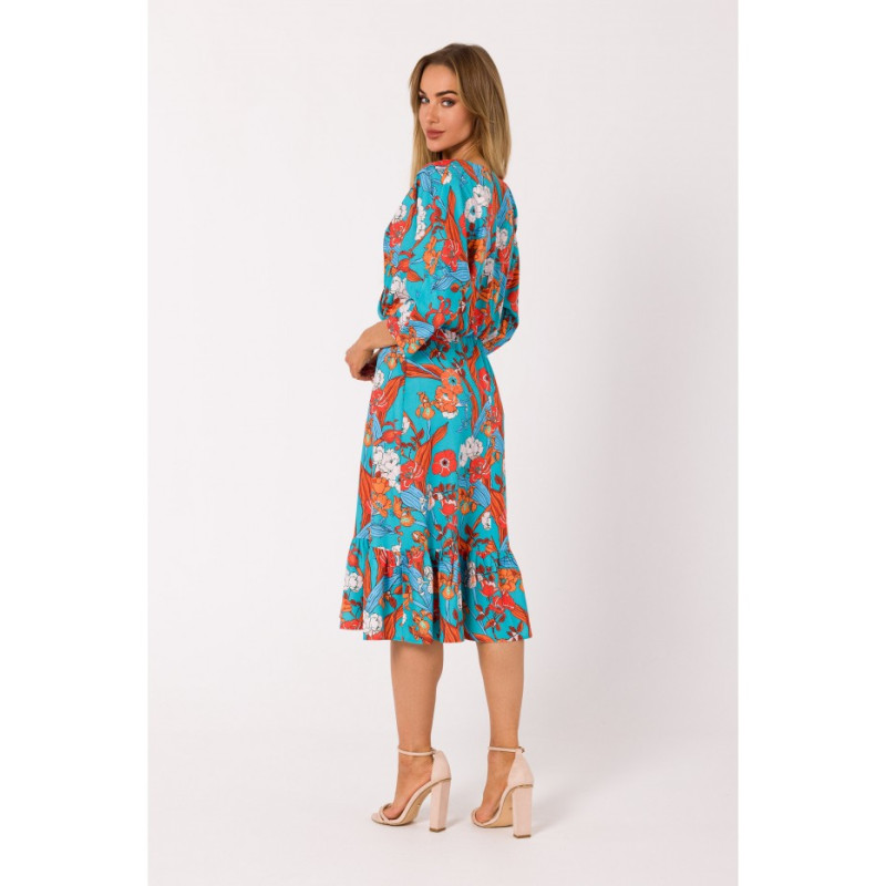 M739 Print midi dress with wrap front - model 3 2