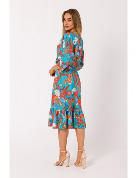 M739 Print midi dress with wrap front - model 3