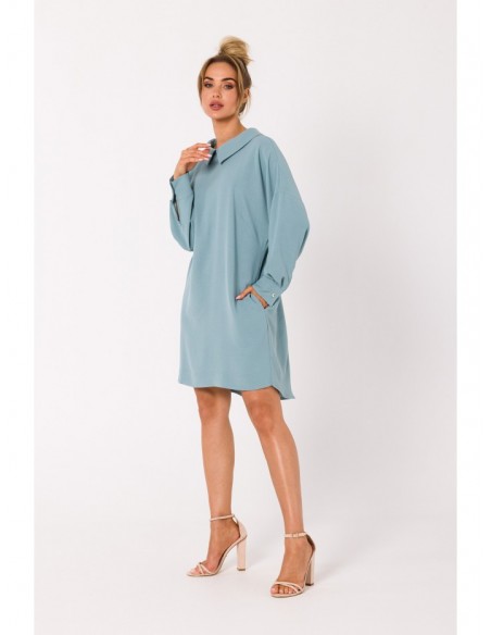 M740 Shirt dress with decorative chain - agave