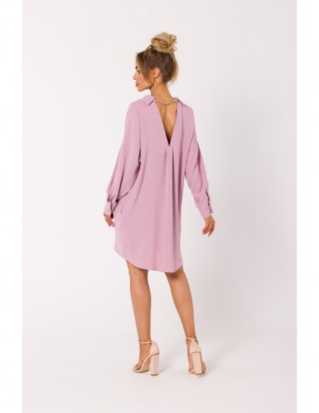 M740 Shirt dress with decorative chain - crepe pink