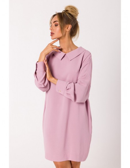 M740 Shirt dress with decorative chain - crepe pink