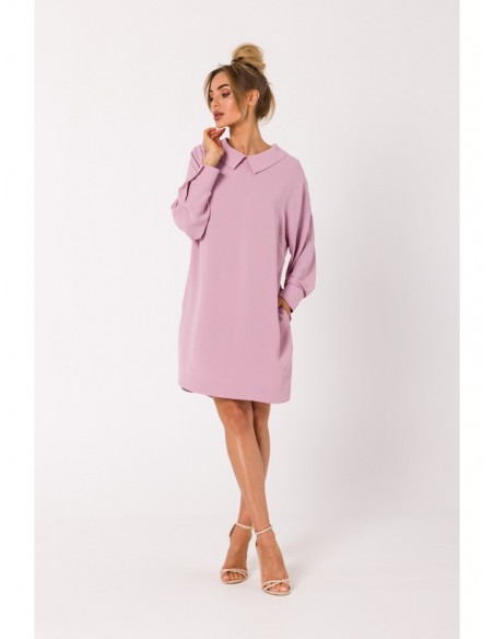 M740 Shirt dress with decorative chain - crepe pink