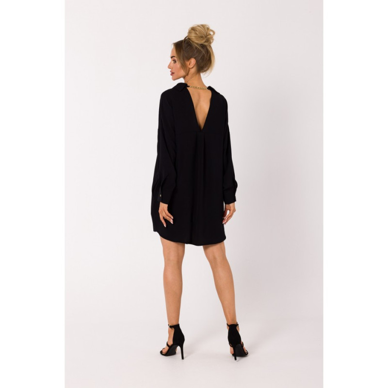 M740 Shirt dress with decorative chain - black 2