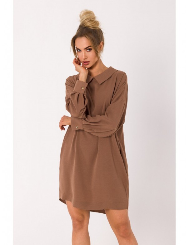 M740 Shirt dress with decorative chain - chocolate