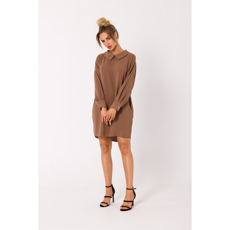 M740 Shirt dress with decorative chain - chocolate 2