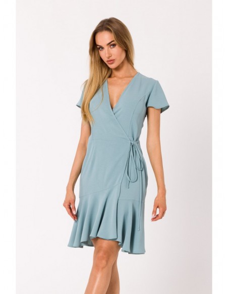 M741 Wrap dress with a tie detail - agave