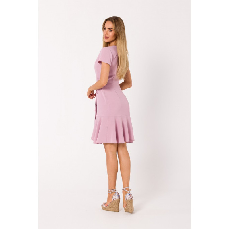 M741 Wrap dress with a tie detail - crepe pink 2