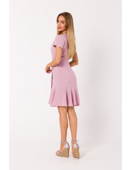 M741 Wrap dress with a tie detail - crepe pink