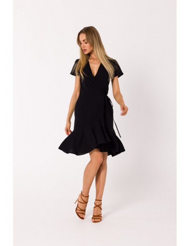 M741 Wrap dress with a tie detail - black