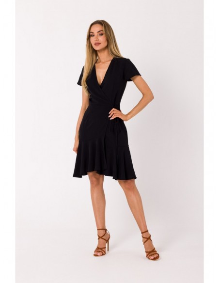 M741 Wrap dress with a tie detail - black