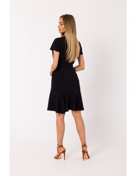 M741 Wrap dress with a tie detail - black