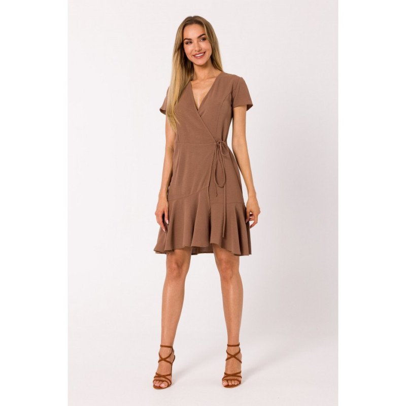 M741 Wrap dress with a tie detail - chocolate 2