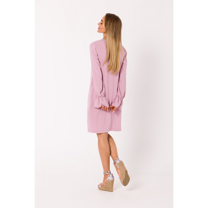 M742 Mini dress with front lacing - crepe pink 2