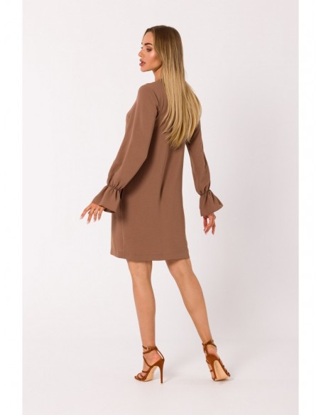 M742 Mini dress with front lacing - brown