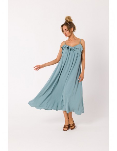 M743 Spaghetti strap summer dress - agave