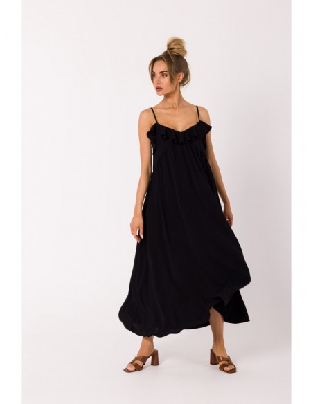 M743 Spaghetti strap summer dress - black