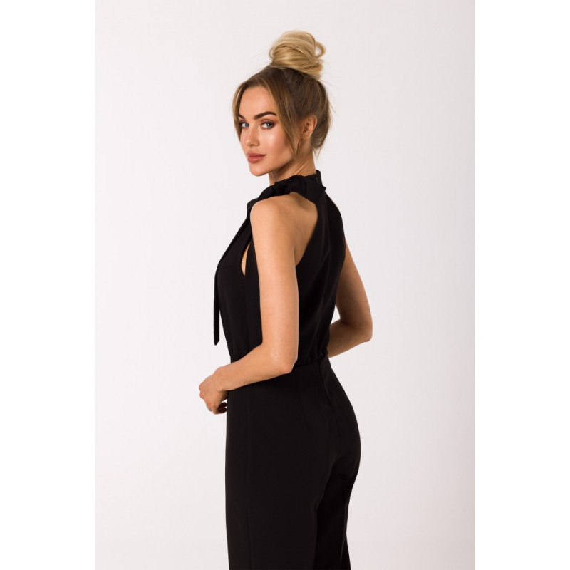 M746 Halter neck jumpsuit with a tie detail - black 2