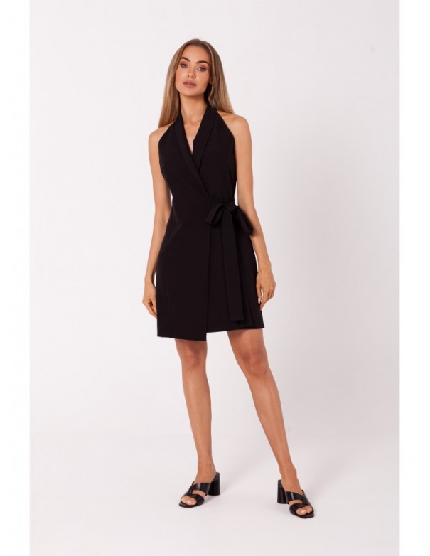 M747 Blazer dress with a tie detail - black