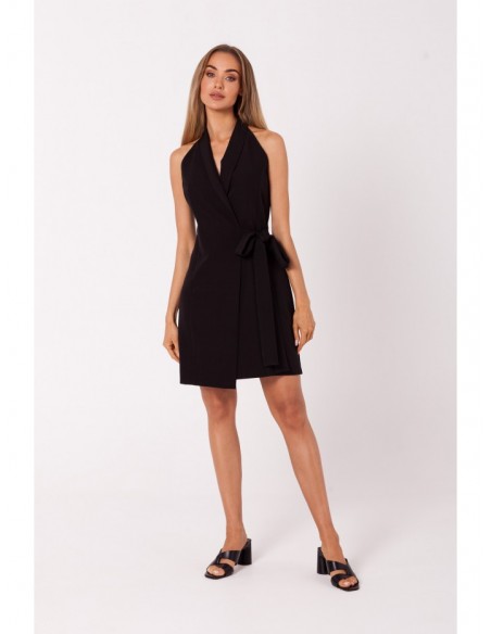 M747 Blazer dress with a tie detail - black