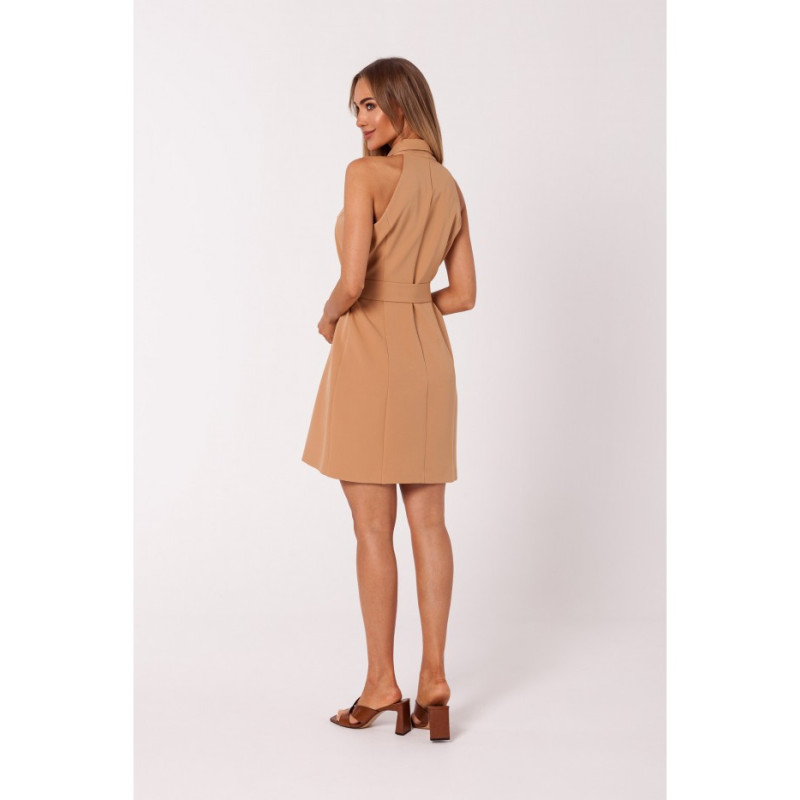M747 Blazer dress with a tie detail - caramel 2