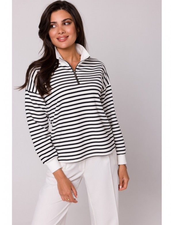 B250 Stripped pullover top with a high collar - model 1