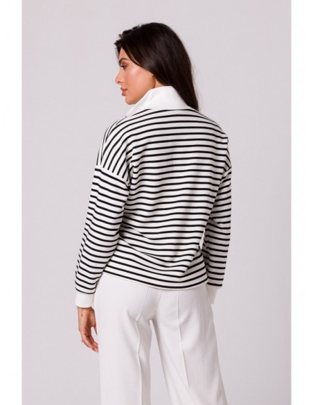 B250 Stripped pullover top with a high collar - model 1