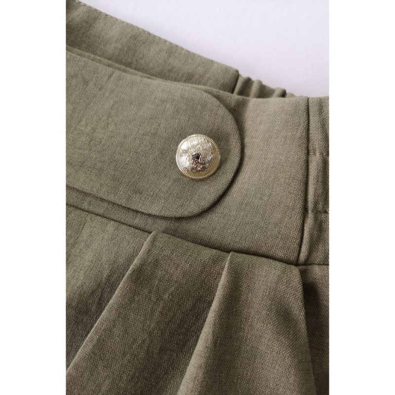 B252 Wide leg trousers with decorative buttons - olive 2