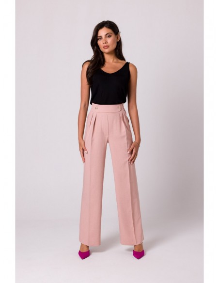 B252 Wide leg trousers with decorative buttons - pink