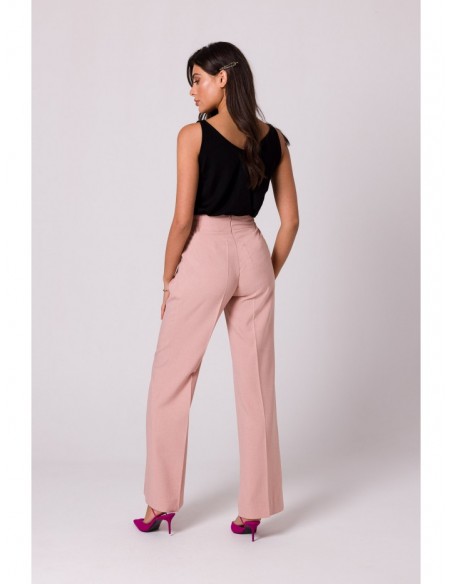 B252 Wide leg trousers with decorative buttons - pink