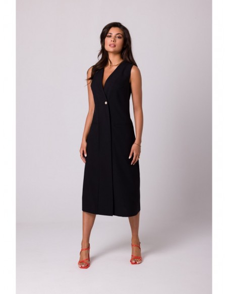 B254 Sleeveless midi dress - black