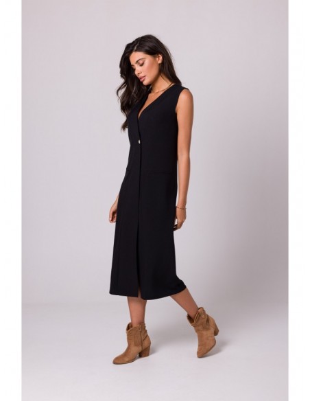 B254 Sleeveless midi dress - black