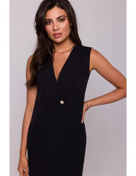 B254 Sleeveless midi dress - black