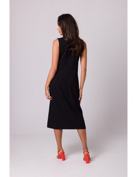 B254 Sleeveless midi dress - black